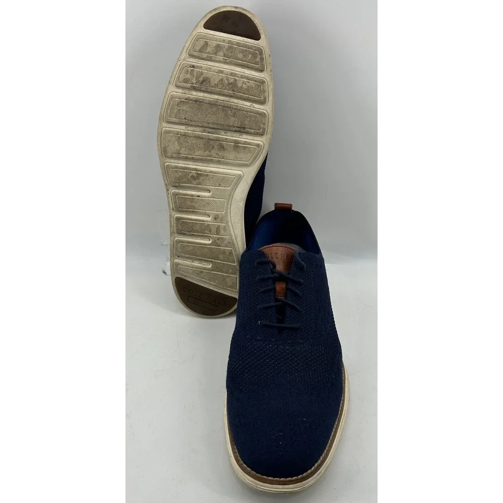 Cole‎ Haan Original Grand Stitchlite Wingtip Oxfords Blue Knit Men's Size 12M
